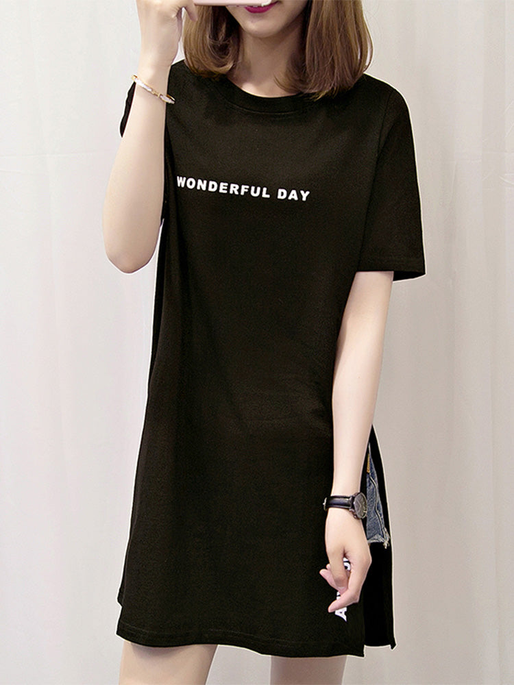 Annie | Trendy Oversized T-Shirt Jurk met Statement Print