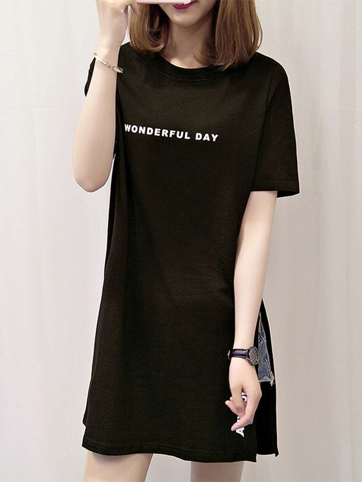 Annie | Trendy Oversized T-Shirt Jurk met Statement Print
