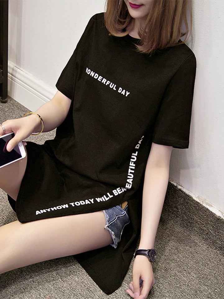 Annie | Trendy Oversized T-Shirt Jurk met Statement Print