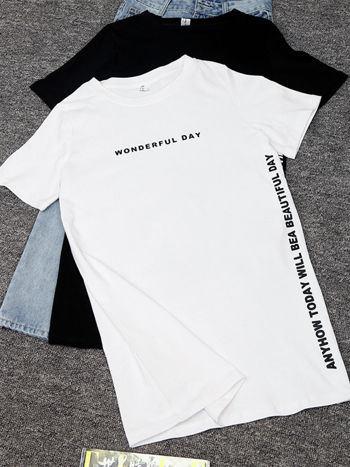 Annie | Trendy Oversized T-Shirt Jurk met Statement Print
