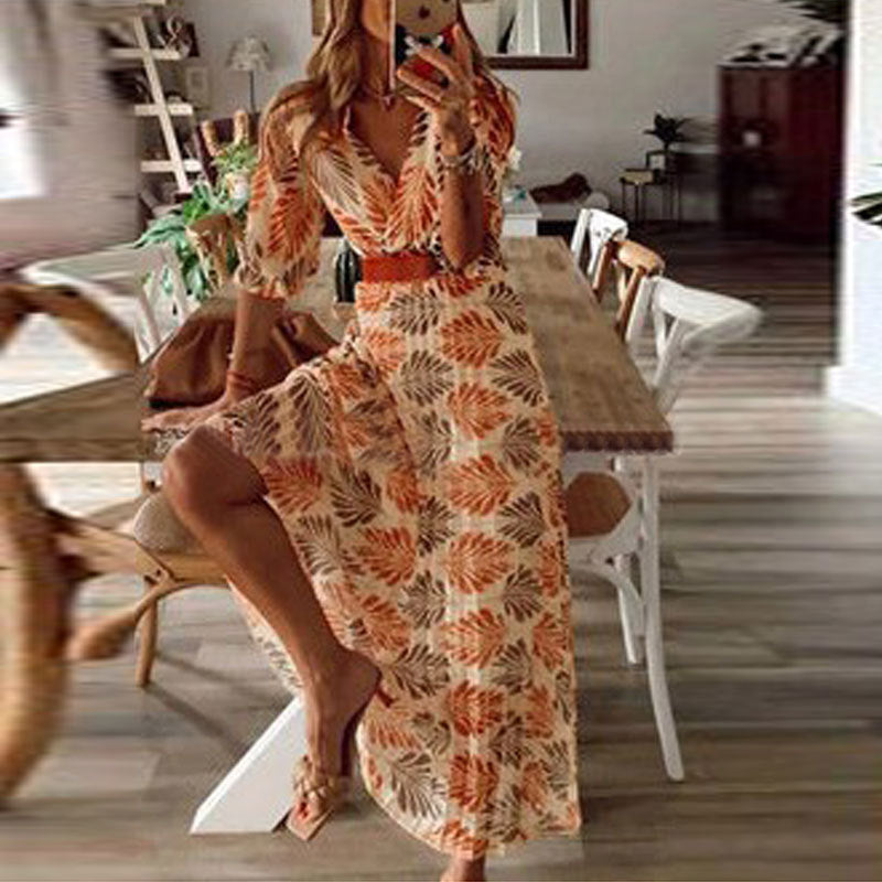 Annika | Bohemian Maxi Jurk met Elegante Print