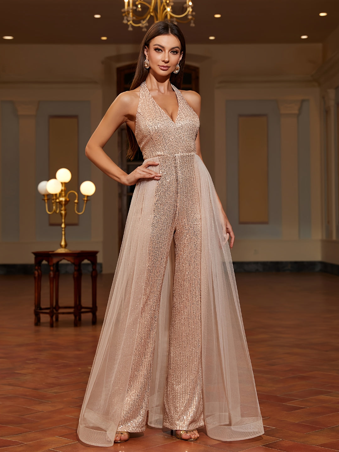 Anouk | Elegante Jumpsuit met Pailletten en Tule voor Dames