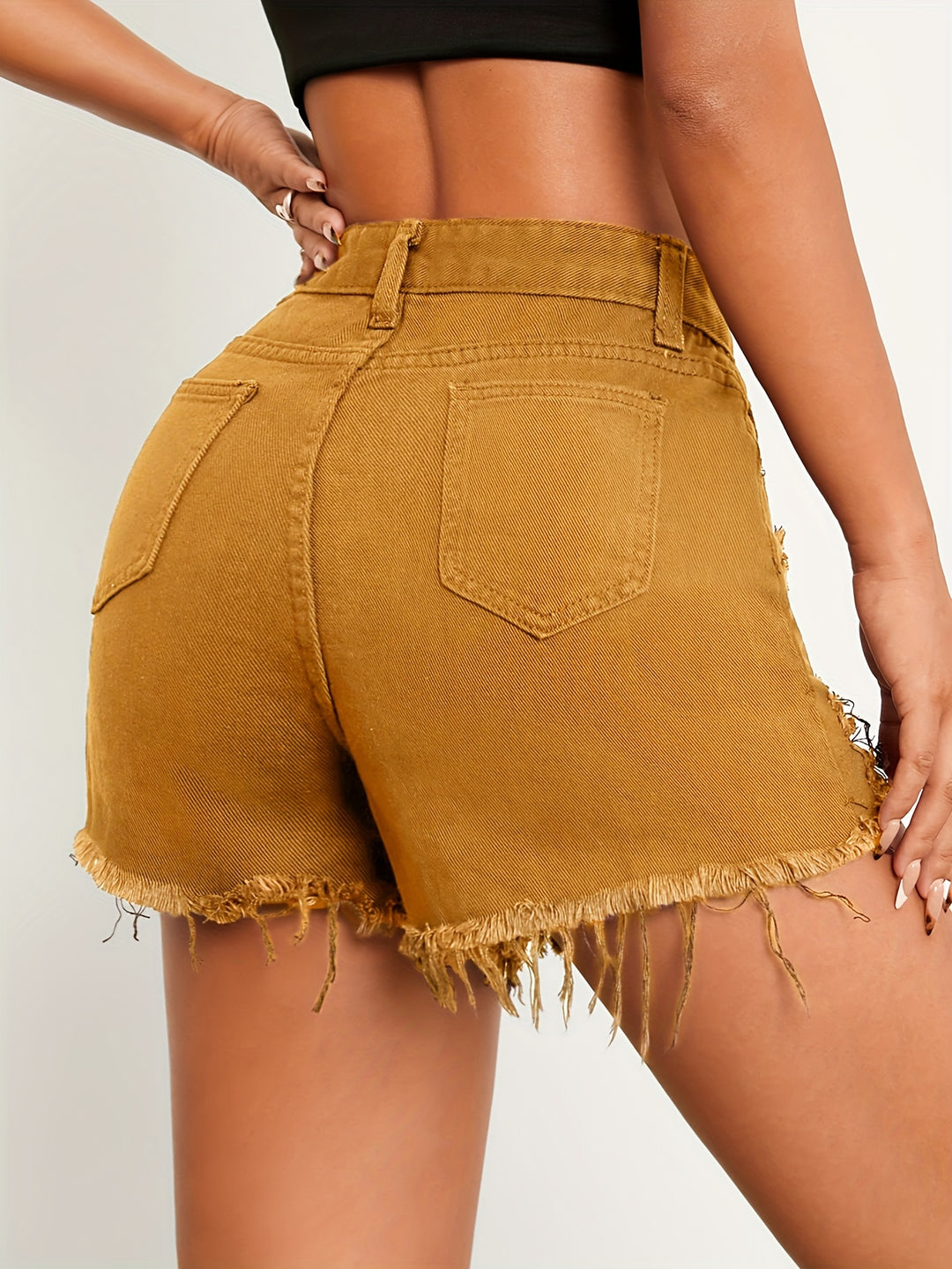 Arabella | Dames Gescheurde Denim Shorts