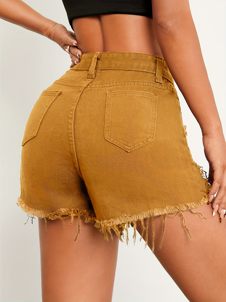 Arabella | Dames Gescheurde Denim Shorts