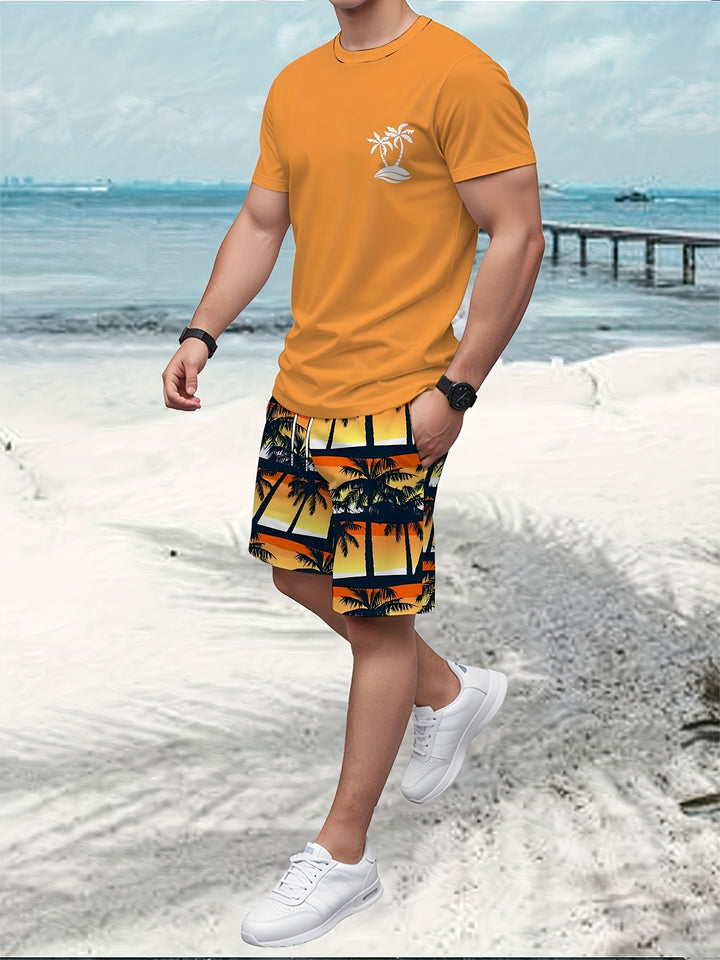 Arthur | Zomer Set van T-shirt en Korte Broek met Palmboomprint