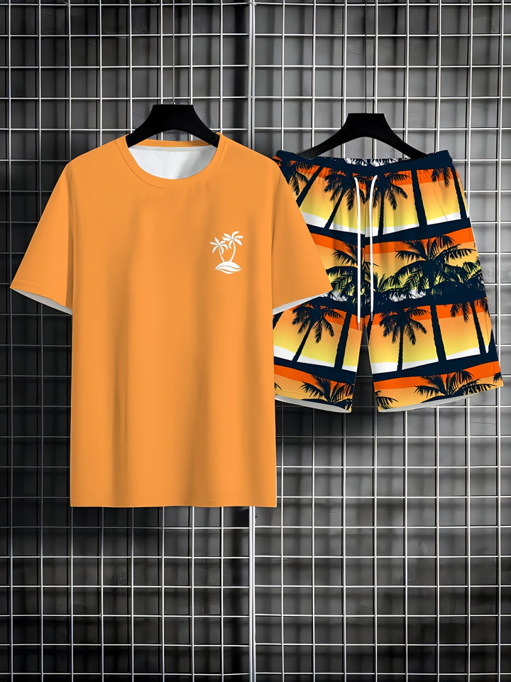Arthur | Zomer Set van T-shirt en Korte Broek met Palmboomprint
