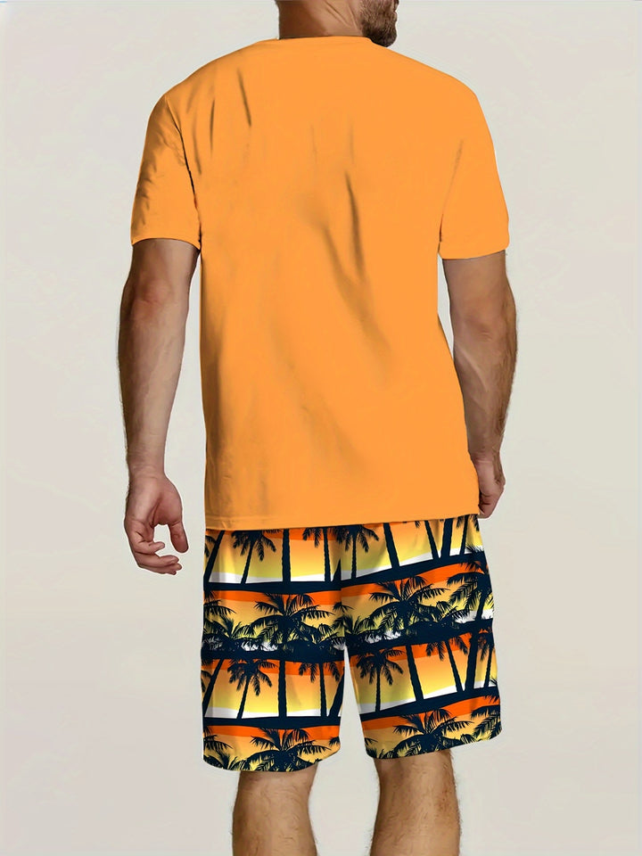 Arthur | Zomer Set van T-shirt en Korte Broek met Palmboomprint