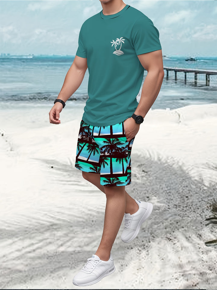 Arthur | Zomer Set van T-shirt en Korte Broek met Palmboomprint