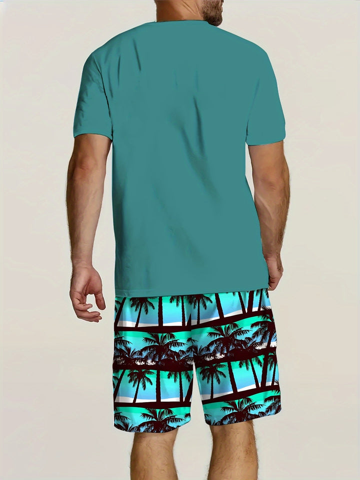 Arthur | Zomer Set van T-shirt en Korte Broek met Palmboomprint