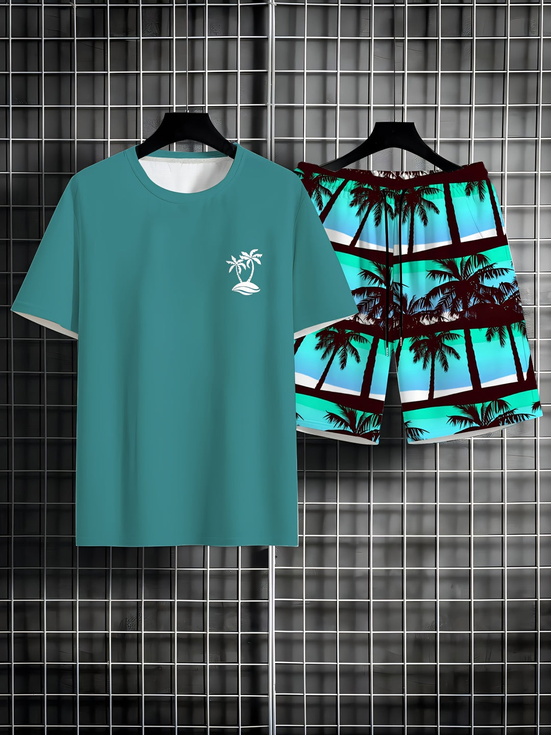 Arthur | Zomer Set van T-shirt en Korte Broek met Palmboomprint