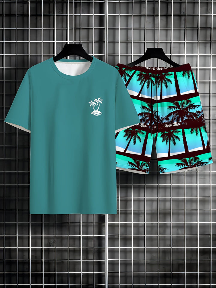 Arthur | Zomer Set van T-shirt en Korte Broek met Palmboomprint