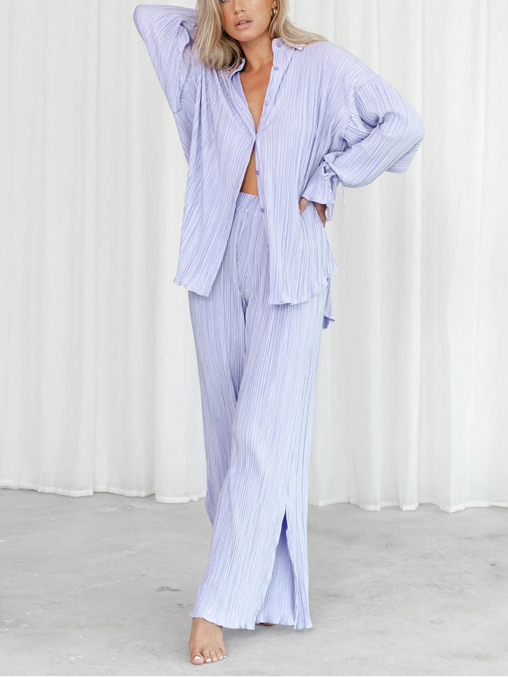 Aubrey | Elegante Geplooide Dames Set met Lange Mouwen