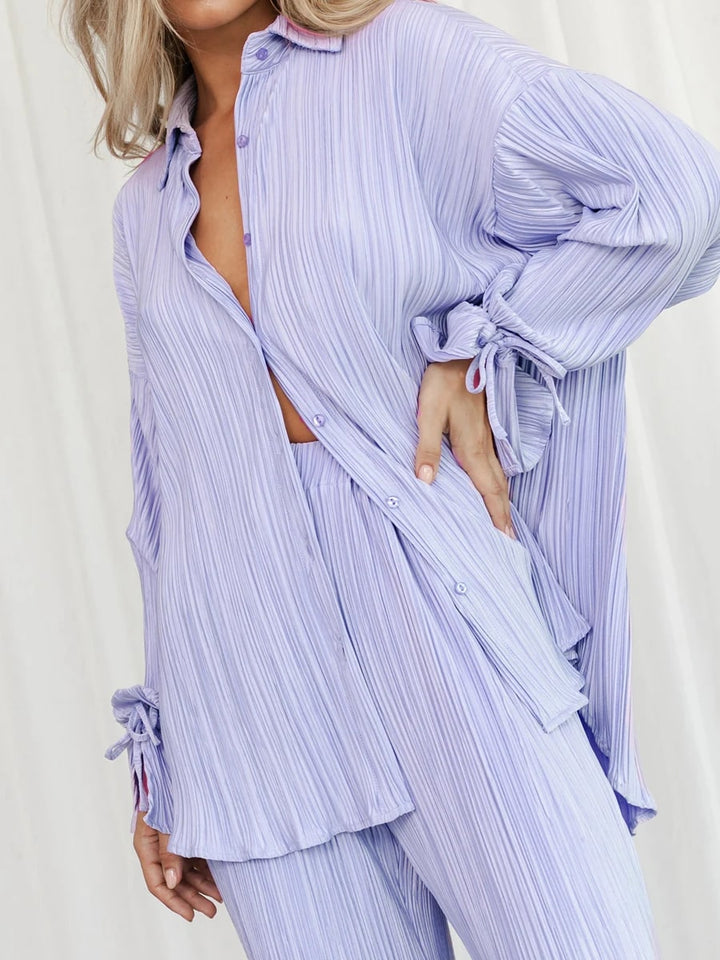 Aubrey | Elegante Geplooide Dames Set met Lange Mouwen