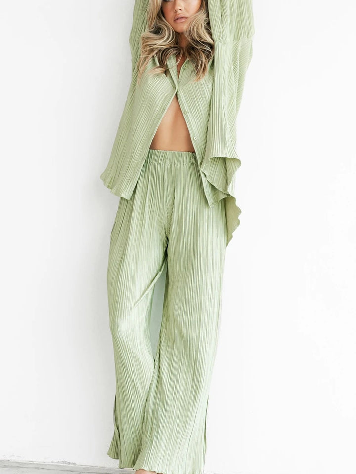 Aubrey | Elegante Geplooide Dames Set met Lange Mouwen