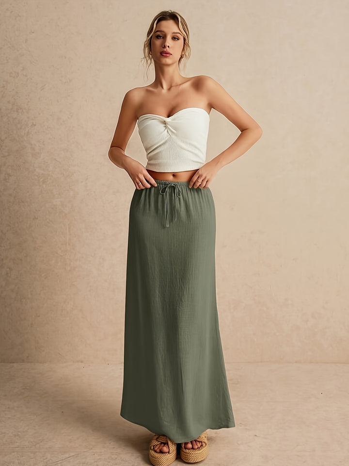 Audrey | Viscose Linnen Mix Maxi Rok