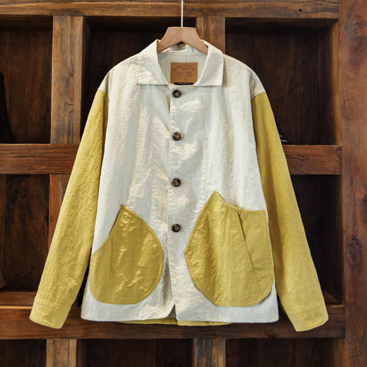 Ava | Vintage Patchwork Jas met Asymmetrische Zakken