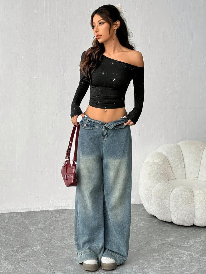 Ava | Elegante Off-Shoulder Top met Sterrenprint