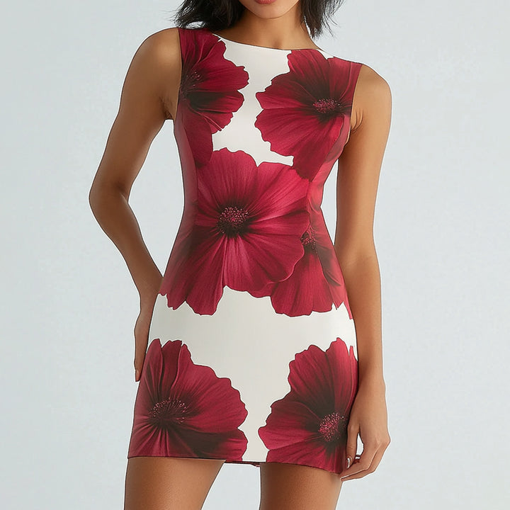 Beatrice | Elegante Mouwloze Mini Jurk met Bloemenprint