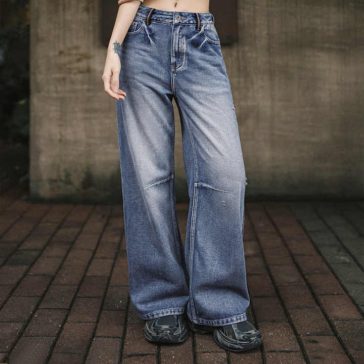 Beatrijs | Vintage Denim Broek voor Dames met Rechte Pijpen