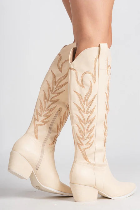 Beige cowboy laarsjes