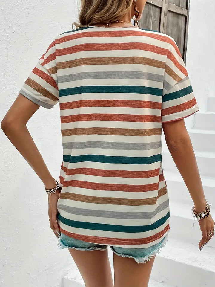 Berit | Trendy Gestreept T-Shirt met Korte Mouwen voor Dames