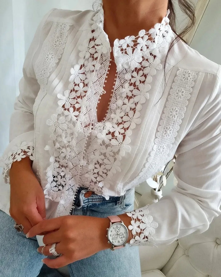 Beryl | Elegante Blouse met Kant en Bloemenpatroon voor Dames