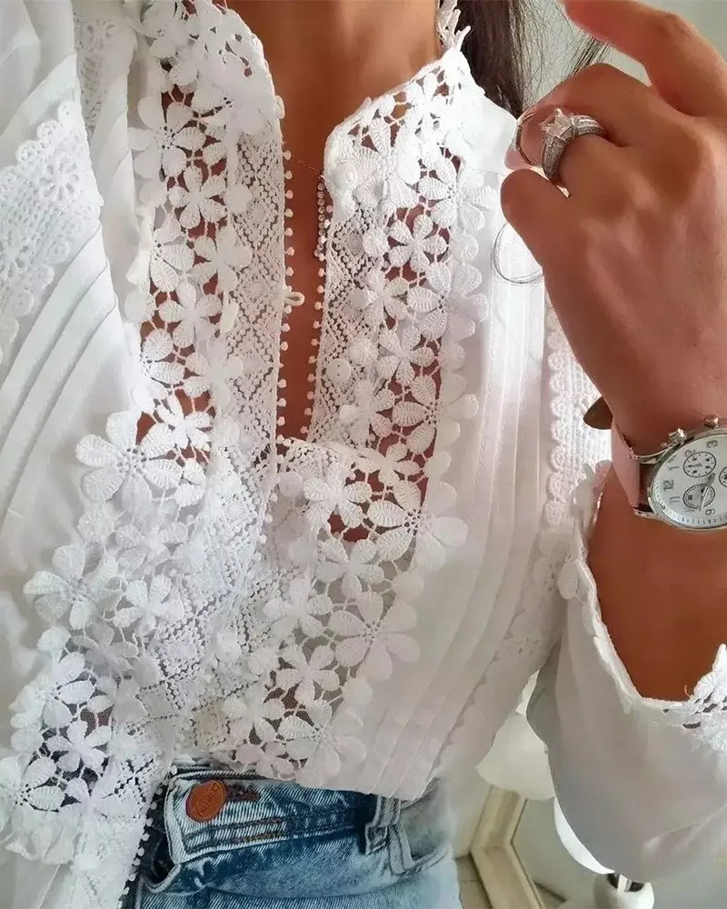 Beryl | Elegante Blouse met Kant en Bloemenpatroon voor Dames