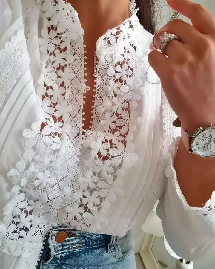 Beryl | Elegante Blouse met Kant en Bloemenpatroon voor Dames