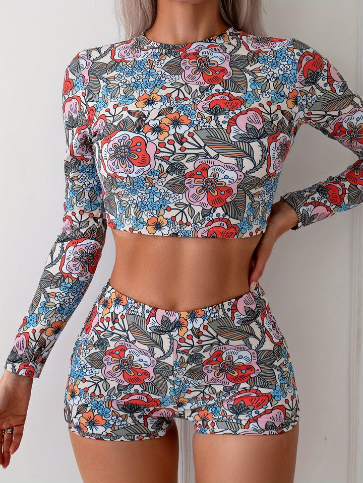 Bianca | Floral Twee-delige Badpak met Lange Mouwen