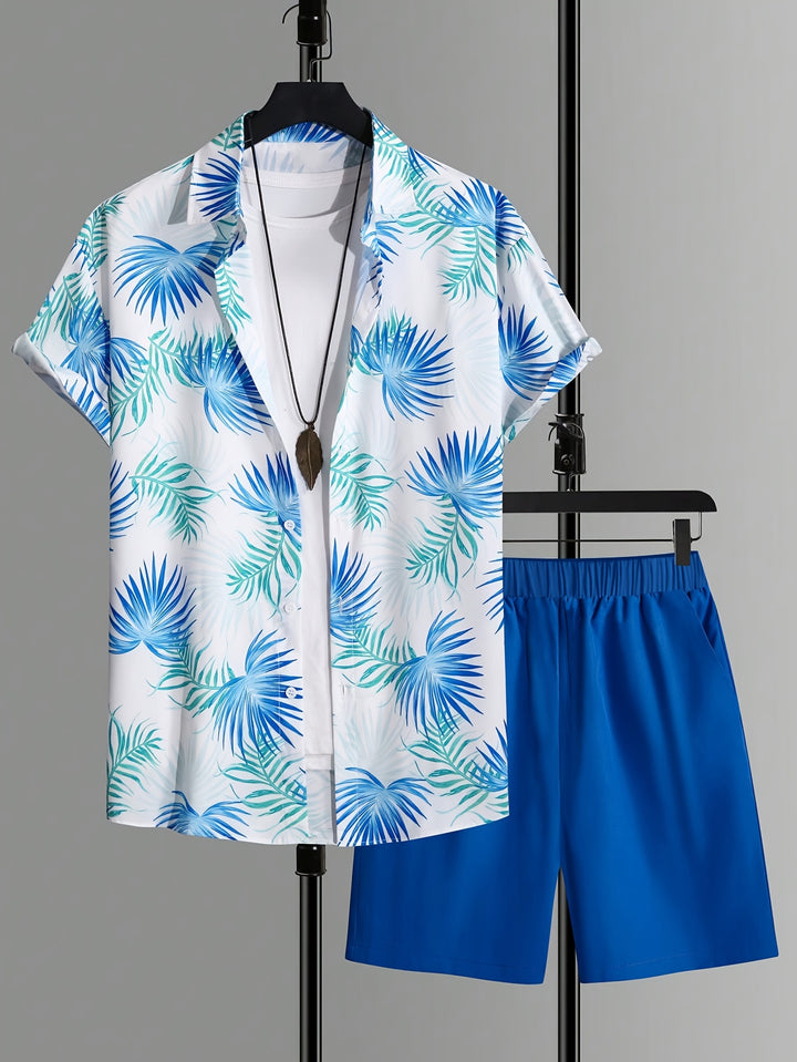 Brady | Casual Overhemd en Shorts Set met Palmprint