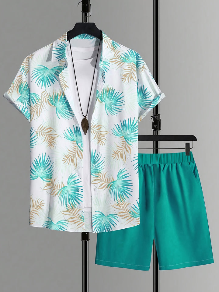 Brady | Casual Overhemd en Shorts Set met Palmprint
