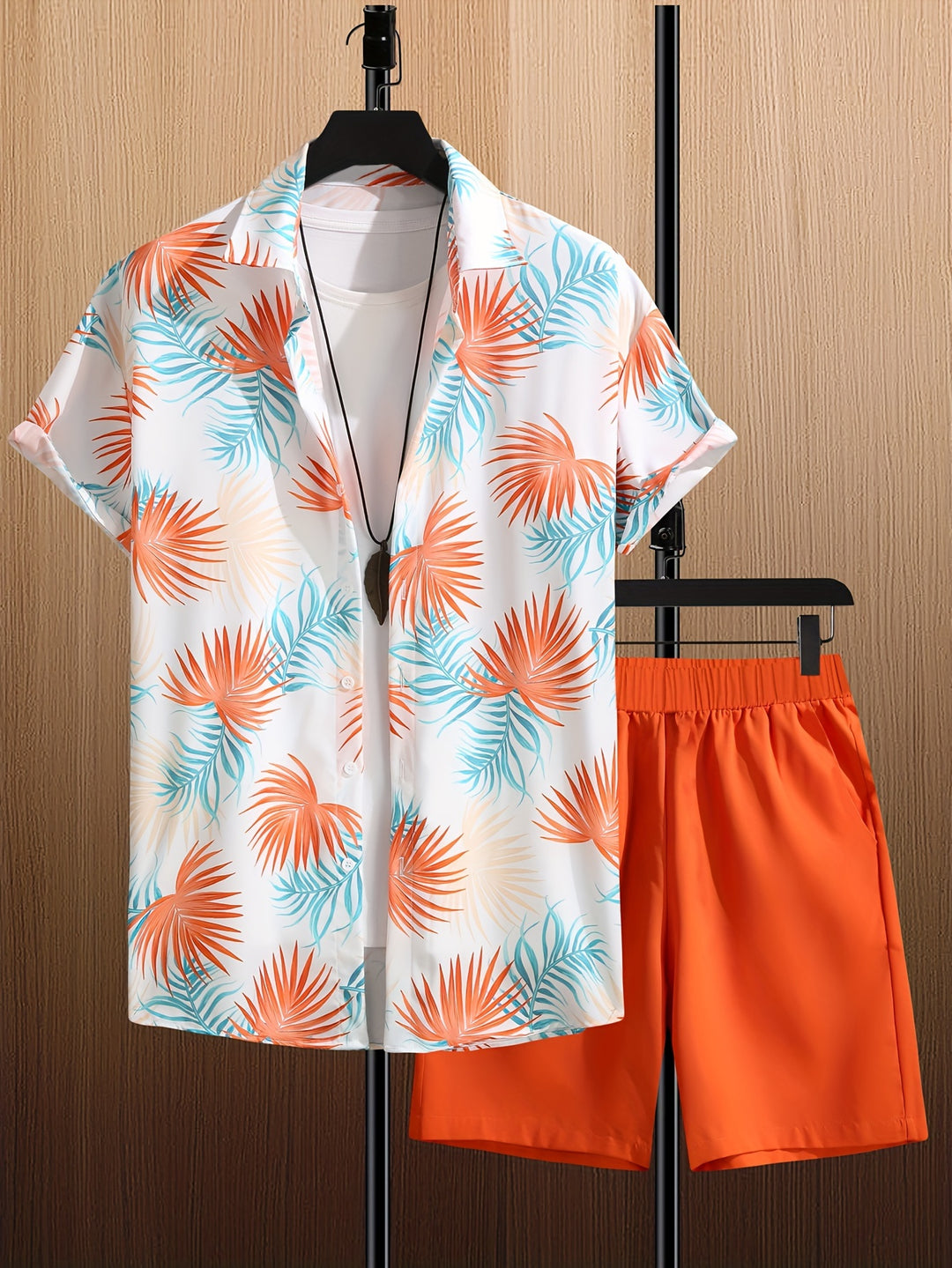 Brady | Casual Overhemd en Shorts Set met Palmprint