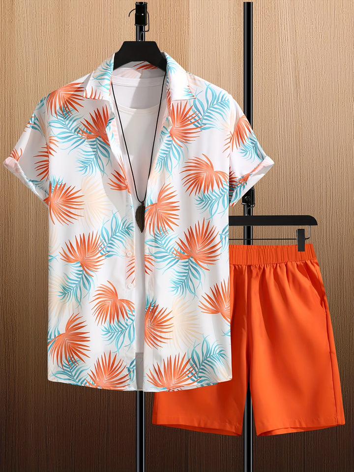 Brady | Casual Overhemd en Shorts Set met Palmprint