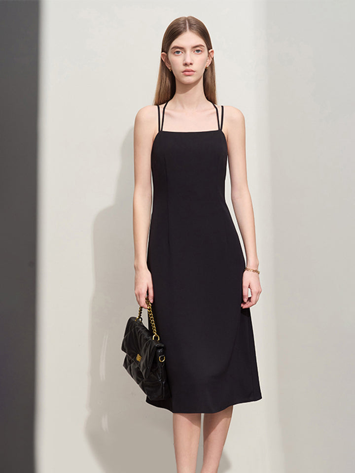 Brianna | Elegante Midi Jurk met Gekruiste Band
