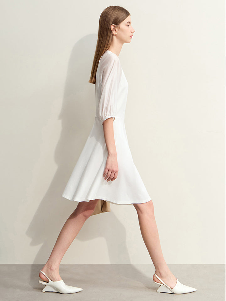 Bridget | Elegante A-lijn Jurk met Transparante Mouwen