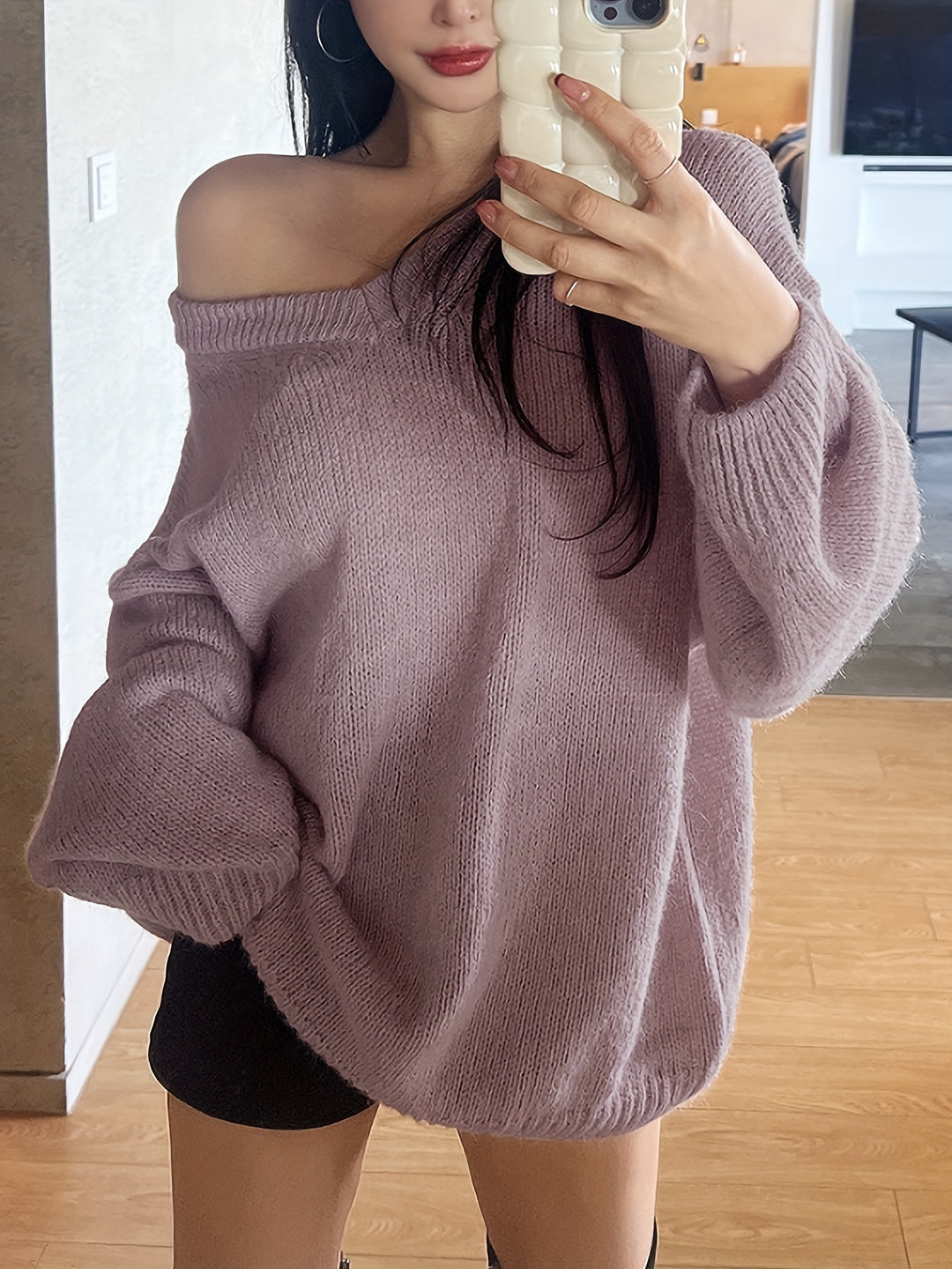 Britney | Oversized V-Hals Trui met Lange Mouwen voor Dames