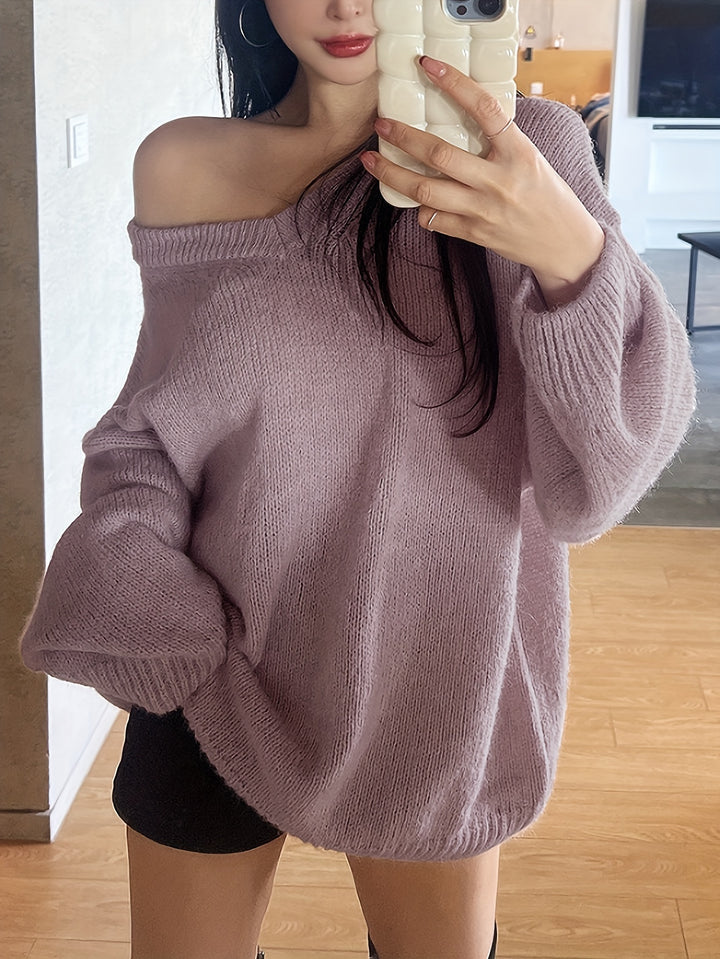 Britney | Oversized V-Hals Trui met Lange Mouwen voor Dames