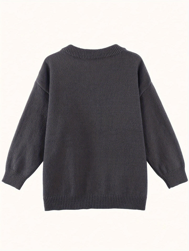 Britney | Oversized V-Hals Trui met Lange Mouwen voor Dames