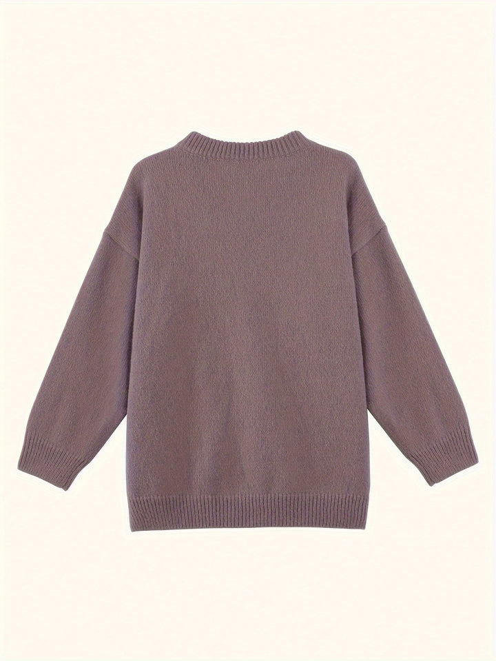 Britney | Oversized V-Hals Trui met Lange Mouwen voor Dames