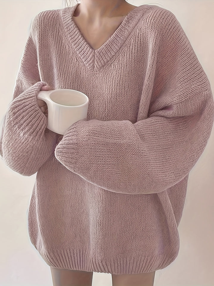 Britney | Oversized V-Hals Trui met Lange Mouwen voor Dames