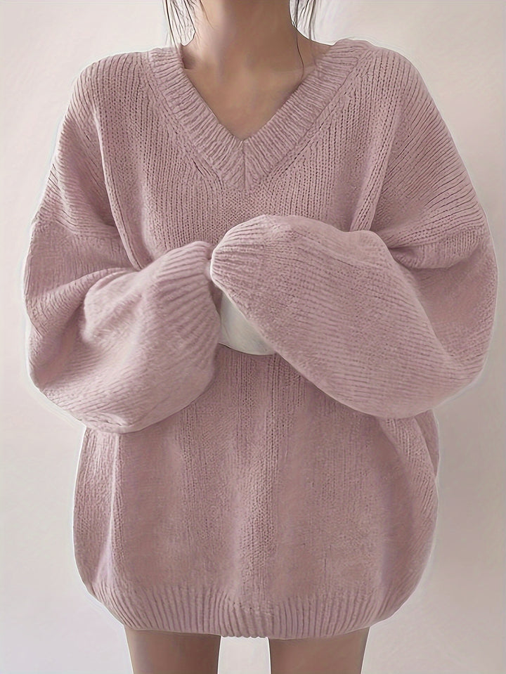 Britney | Oversized V-Hals Trui met Lange Mouwen voor Dames