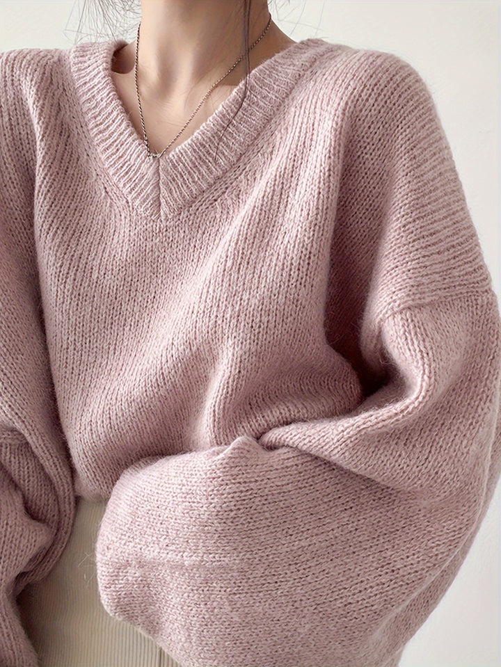 Britney | Oversized V-Hals Trui met Lange Mouwen voor Dames