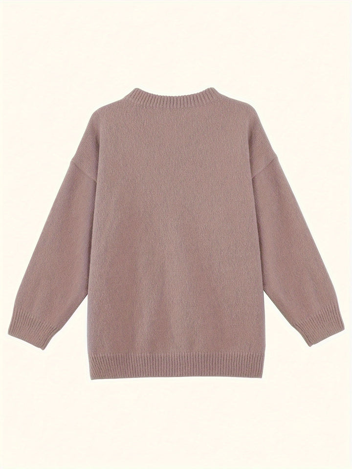 Britney | Oversized V-Hals Trui met Lange Mouwen voor Dames