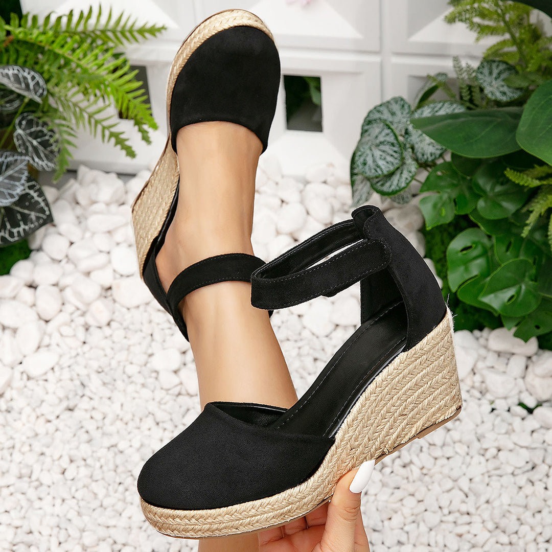 Britt | Trendy Wiggen Sandalen met Enkelband voor Dames