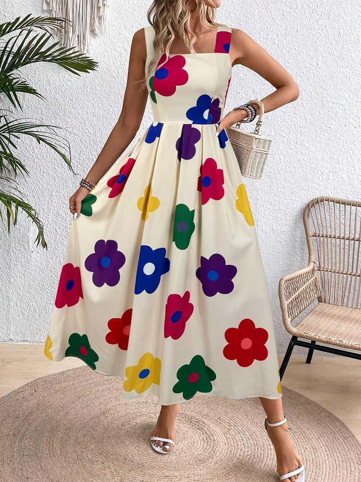 Caroline | Vrouwelijke Bloemen Midi Jurk