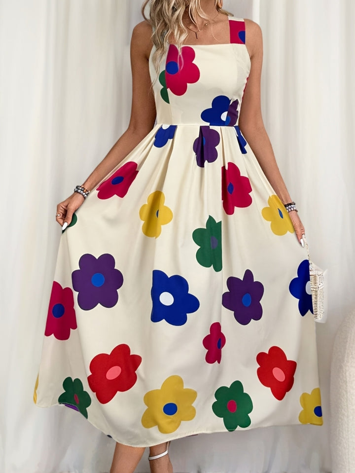 Caroline | Vrouwelijke Bloemen Midi Jurk