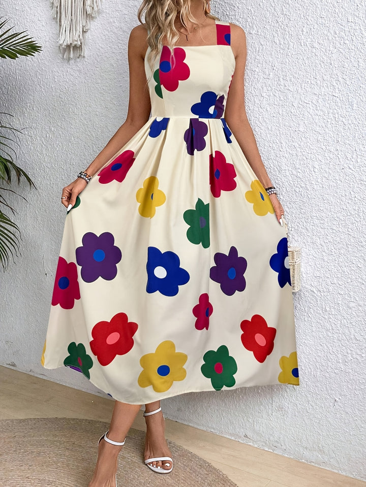 Caroline | Vrouwelijke Bloemen Midi Jurk