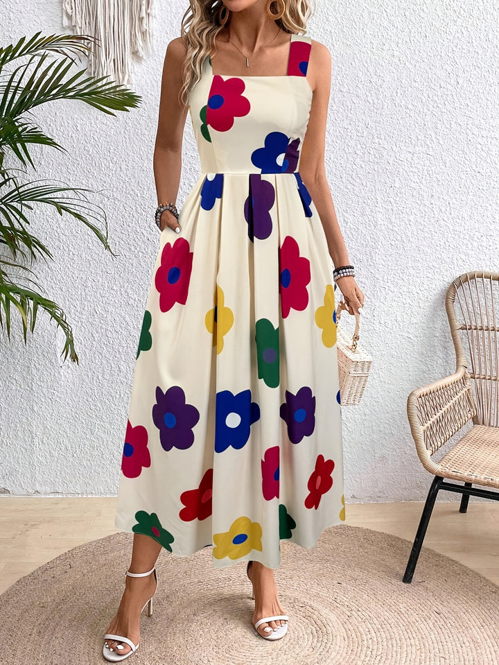 Caroline | Vrouwelijke Bloemen Midi Jurk