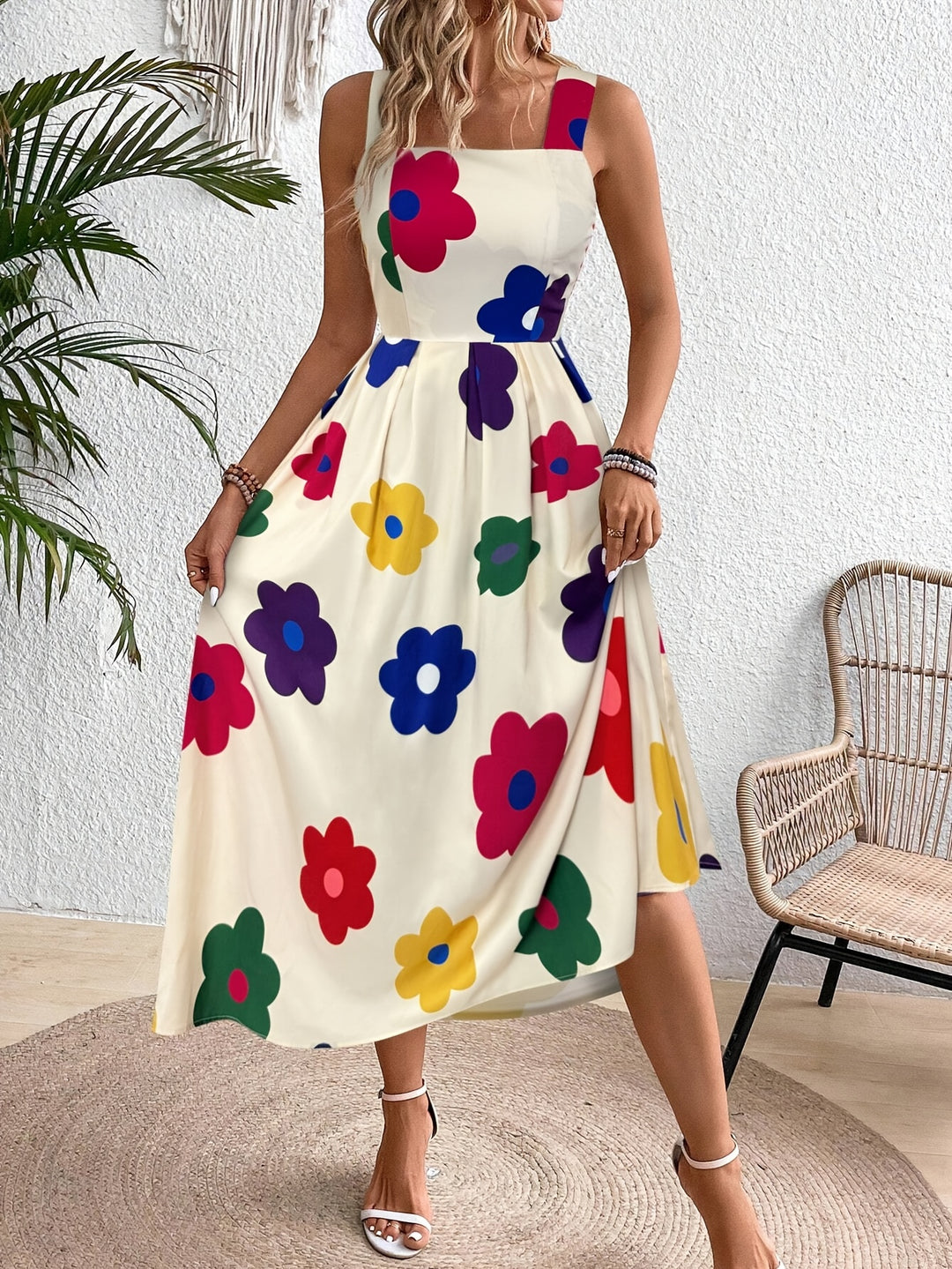 Caroline | Vrouwelijke Bloemen Midi Jurk