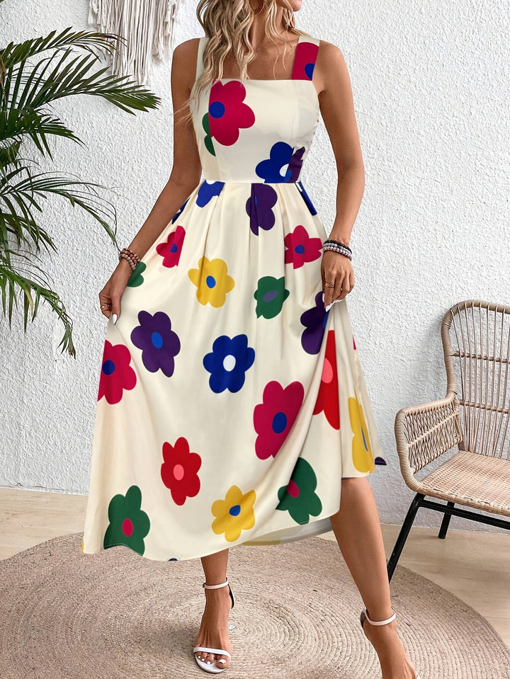 Caroline | Vrouwelijke Bloemen Midi Jurk